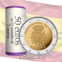 Espanja 2 euroa rullaa 2024 - Kansallinen poliisikunta