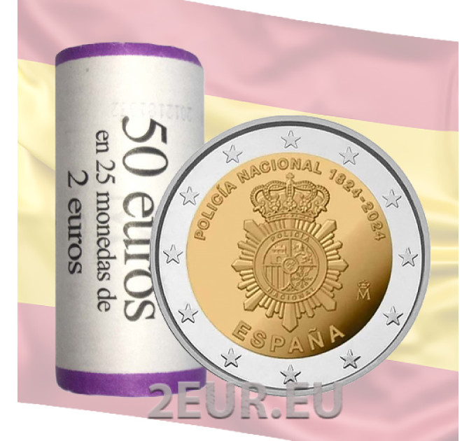 Espanja 2 euroa rullaa 2024 - Kansallinen poliisikunta
