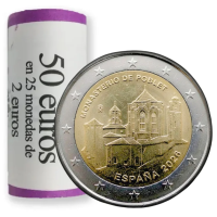 Espanja 2 euroa UNC roll 2026 - Pobletin luostari