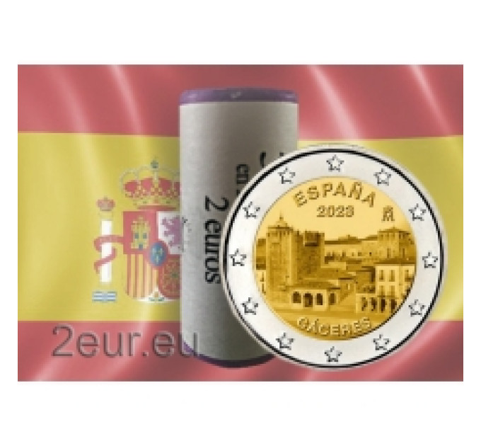 Espanja 2 euroa rullaa 2023 – Site du patrimoine mondial de l'UNESCO - Vieille ville de Cáceres