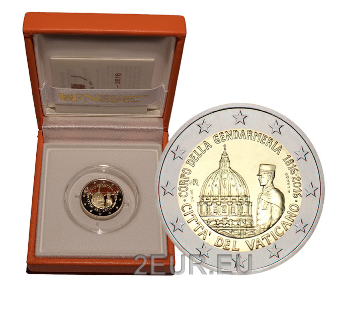 Vatikaani 2 euroa proof 2016 - Vatikaanin santarmijoukon 200-vuotisjuhla - todiste