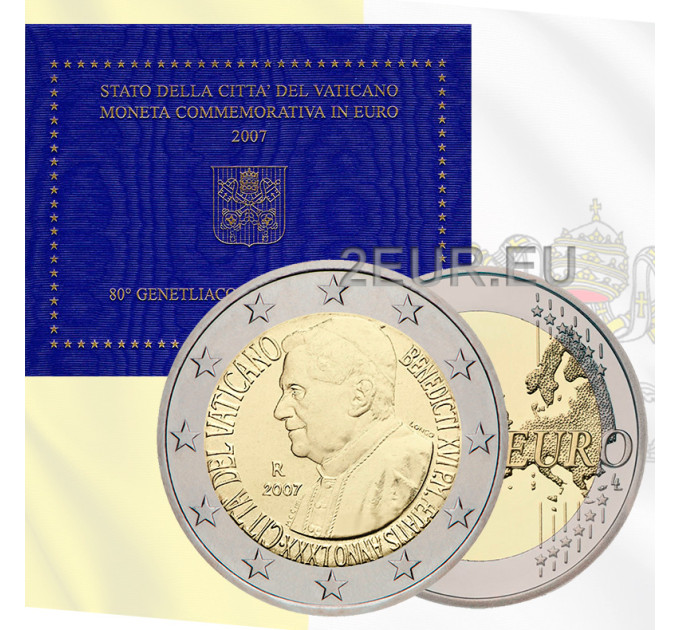 Vatikaani 2 euroa BU 2007 - 80 vuotta paavi Benedictus XVI:n syntymästä