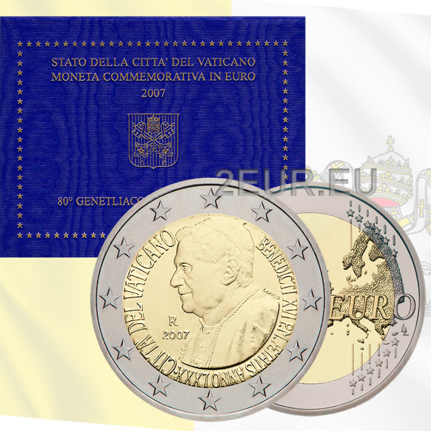 Vatikaani 2 euroa BU 2007 - 80 vuotta paavi Benedictus XVI:n syntymästä