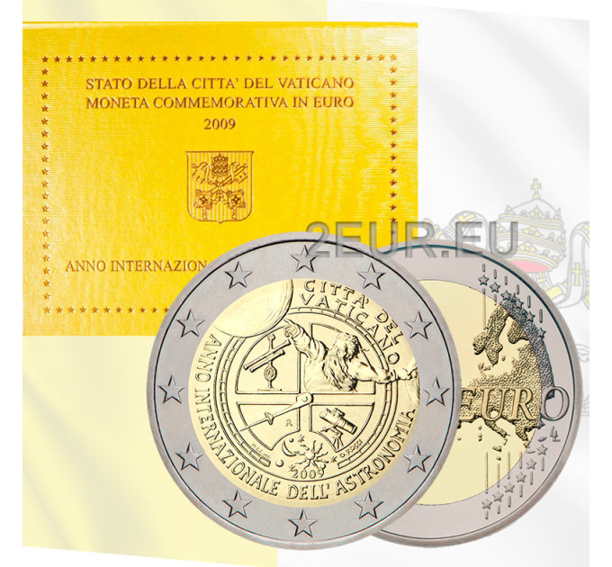 Vatikaani 2 euroa BU 2009 - kansainvälinen tähtitieteen vuosi
