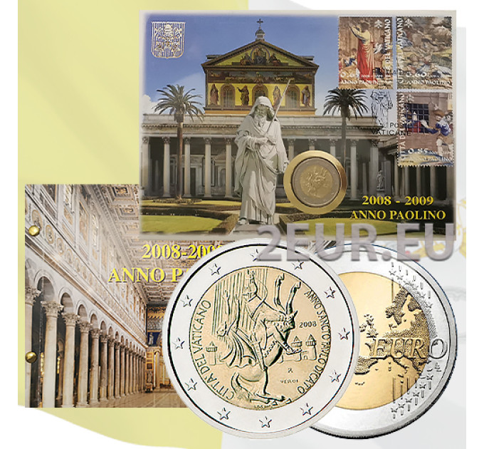 Vatikaani 2 euroa BU 2008 - Pyhän apostoli Paavalin vuosi  Numiscover