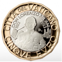 Vatikaanin 5 euron proof 2023 - 100 vuotta Don Lorenzo Milanin syntymästä