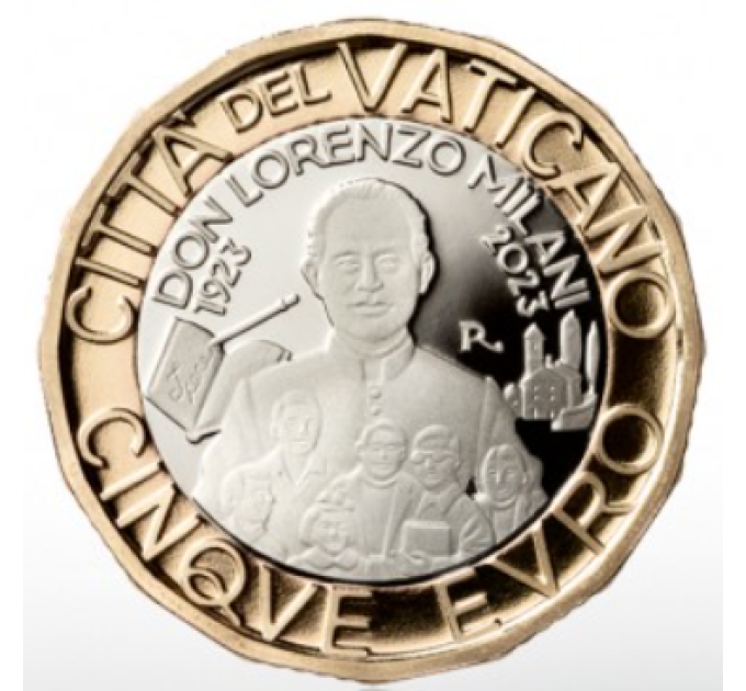 Vatikaanin 5 euron proof 2023 - 100 vuotta Don Lorenzo Milanin syntymästä