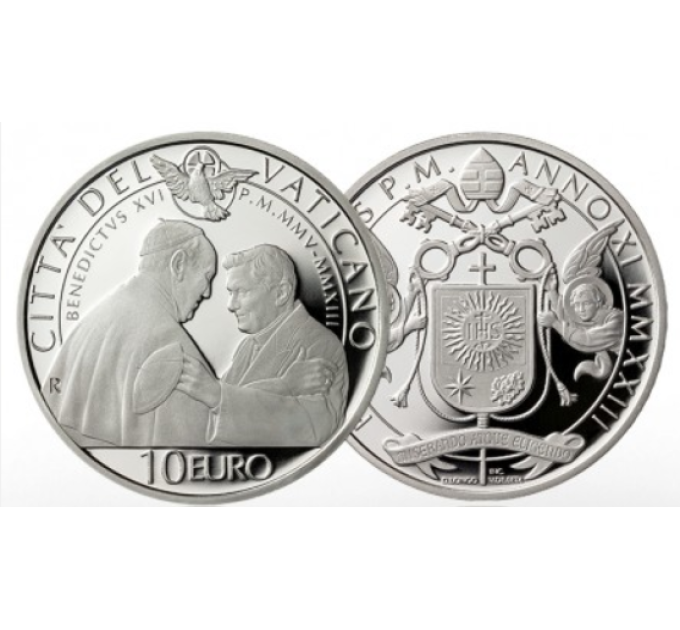 Vatikaanin 10 euron hopea proof 2023 - Benediktus XVI