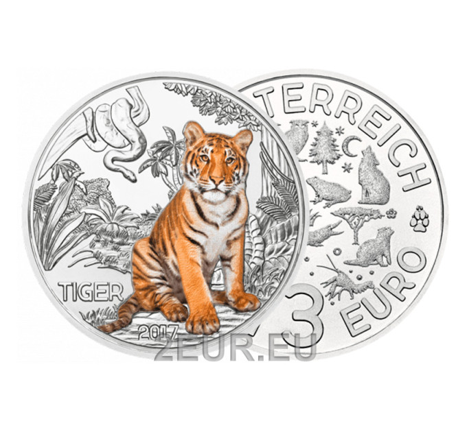 Itävalta 3 euron kolikko 2017 - Tiger