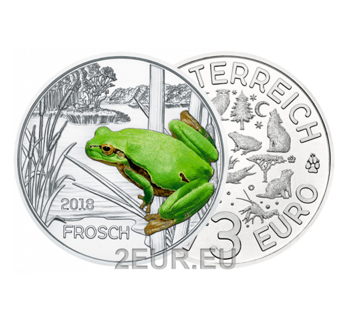 Itävalta 3 euron kolikko 2018-4 - Sammakko