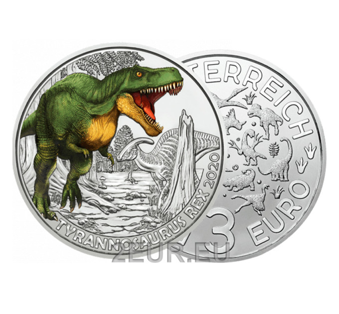 Itävalta 3 euron kolikko 2020-4 - Tyrannosaur rex