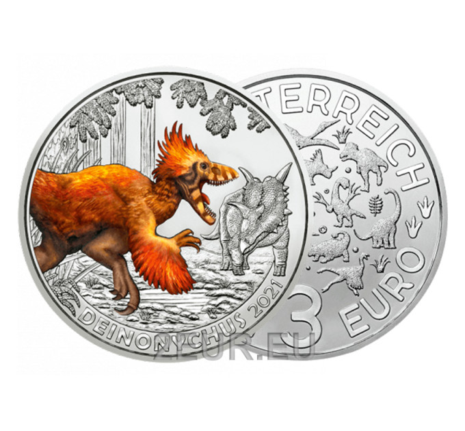 Itävalta 3 euron kolikko 2021-2 - Deinonychus antirrhopus