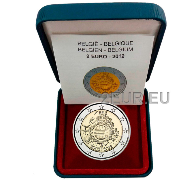 Belgia 2 euroa proof 2012 - 10 vuotta eurovarmuutta