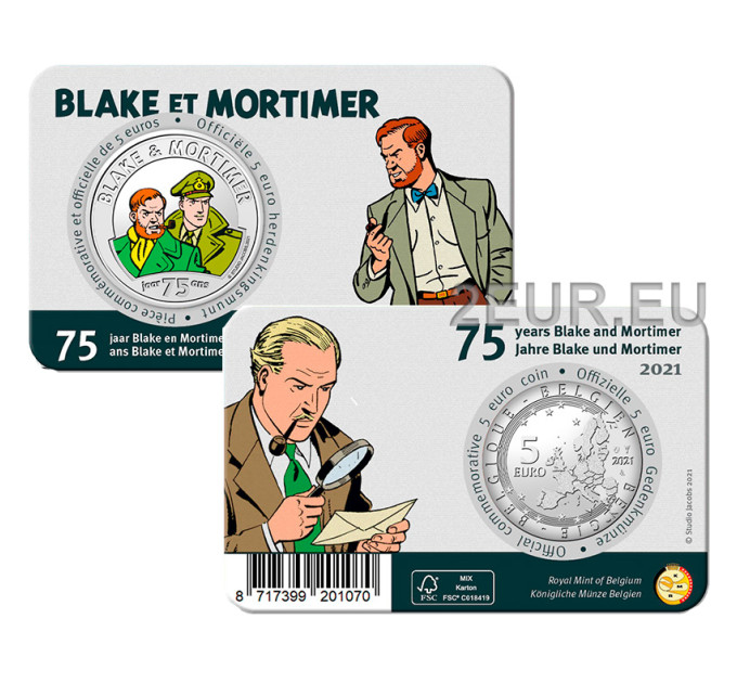 Belgia 5 euron BU 2021 - 75 vuotta Blake and Mortimer - väriä