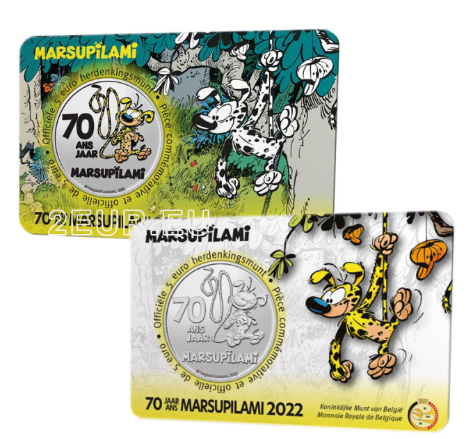 Belgia 5 euron BU 2022 - 70 vuotta Marsupilamia - Väri