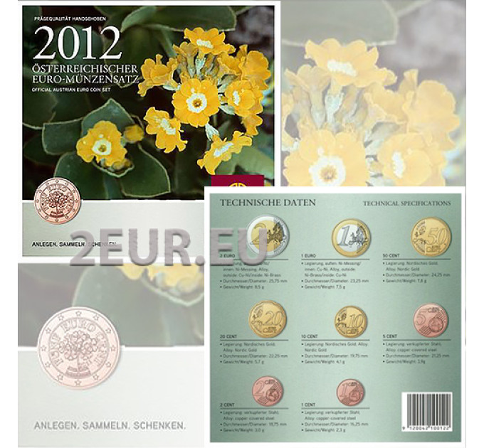 Itävalta Euro joukko kolikoita BU 2012