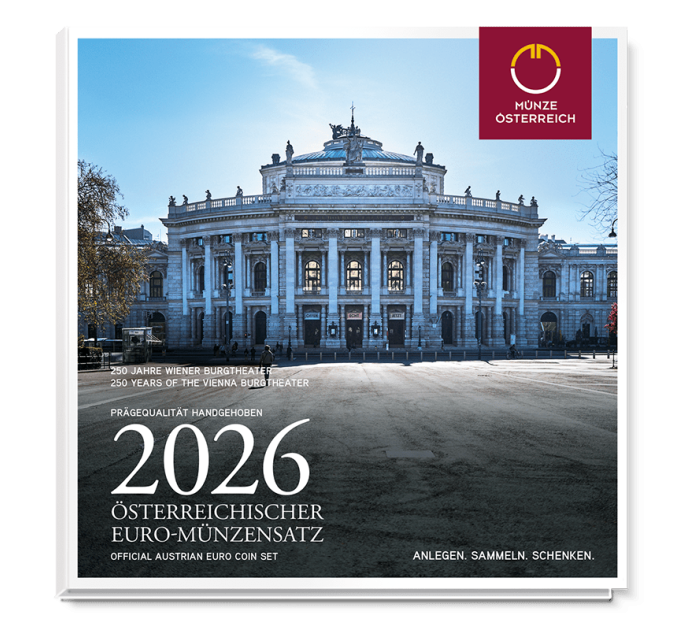 Itävalta BU Euro joukko kolikoita 2026 - 250 VUOTTA BURGHTEATTERIA