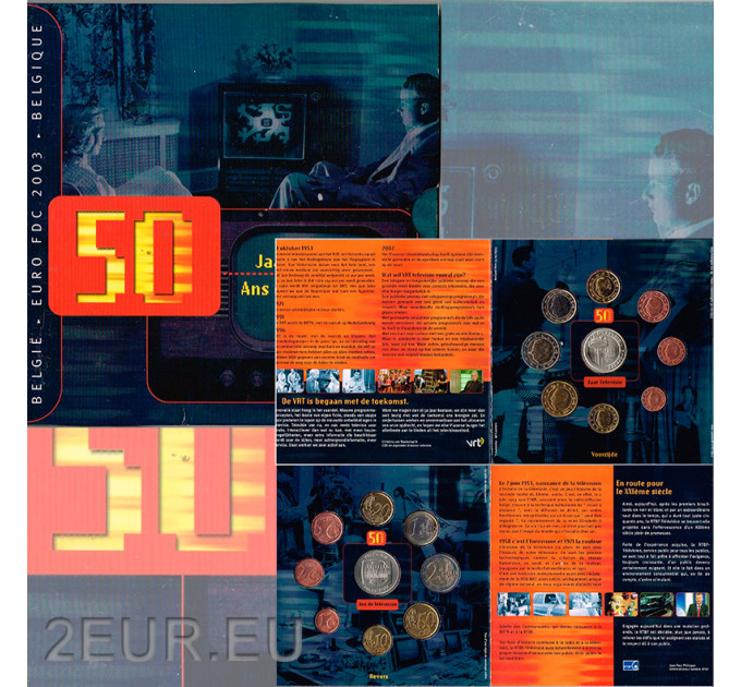 Belgium euro set BU 2003 - 50 vuotta Belgian TV