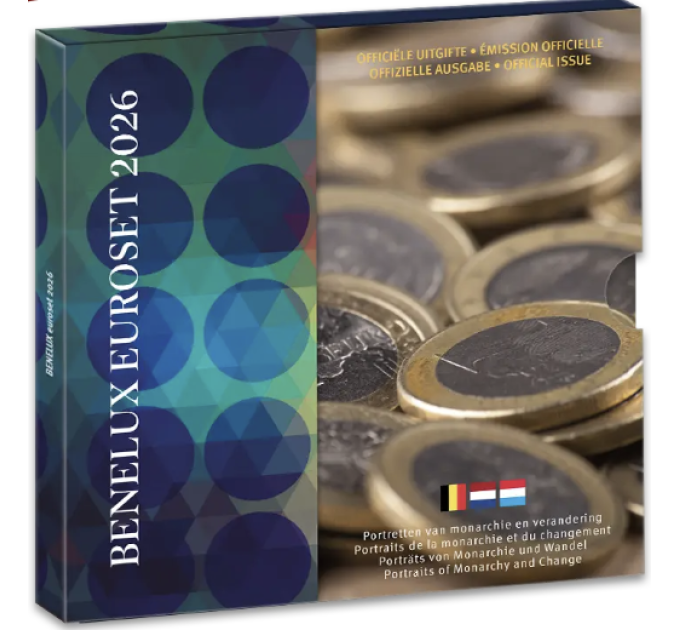BENELUX euro set BU 2026 - Monarkkien muotokuvia ja muutoksia