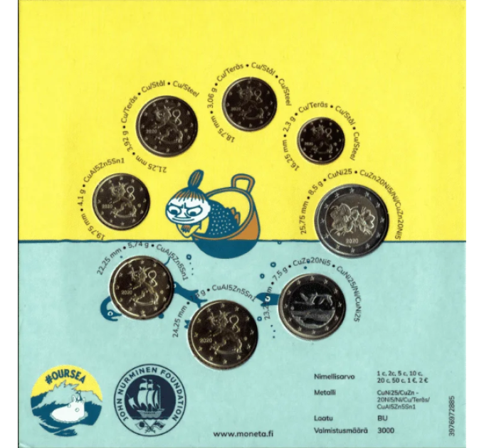 Suomi euro set BU 2020 - muumit ja meidän meri