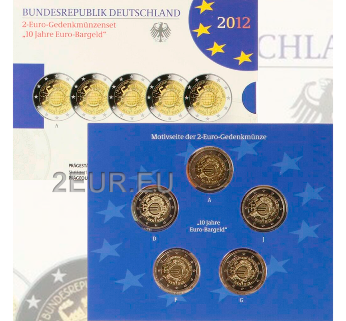 Saksa 2 euron proof 2012 - 10 vuotta Euro Cashia