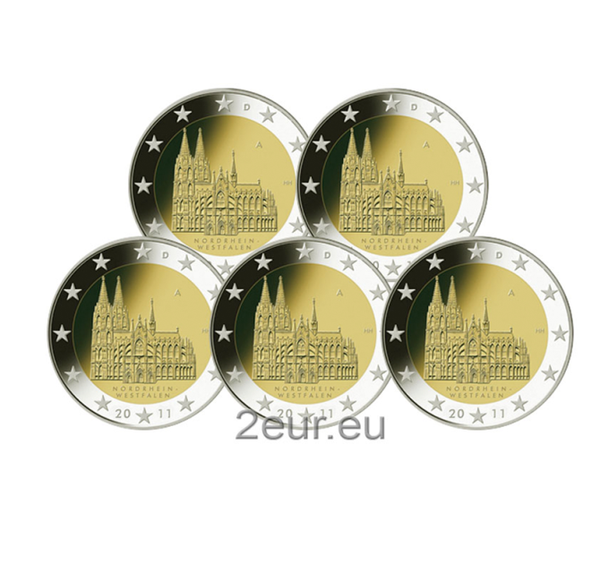 Saksa 2 euroa UNC 2011 - Nordrhein-Westfalen – Kölnin katedraali - ADFGJ