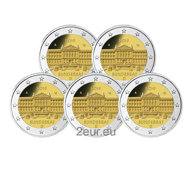 Saksa 2 euroa UNC 2019 - 70 vuotta liittoneuvoston perustuslaista - Bundesrat - ADFGJ