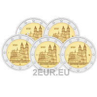 Saksa 2 euroa UNC 2021 - Saksi-Anhalt - Magdeburgin katedraali - ADFGJ