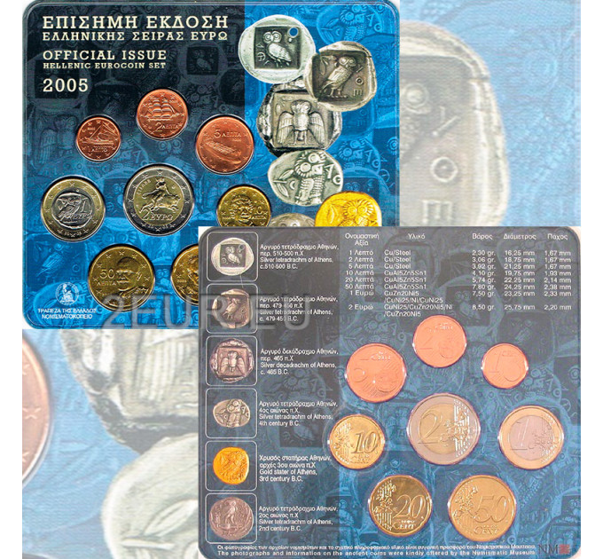 Kreikka euro set BU 2005 - euro set BU