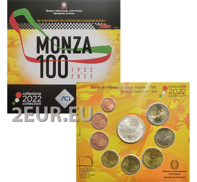 Italia 2022 - Euro set BU + hopea - 100 vuotta Autodromo Nazionale di Monzan perustamisesta