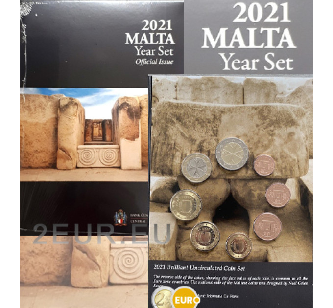 Malta euro set BU 2021 - Tarxienin temppelit rahapajan leimalla
