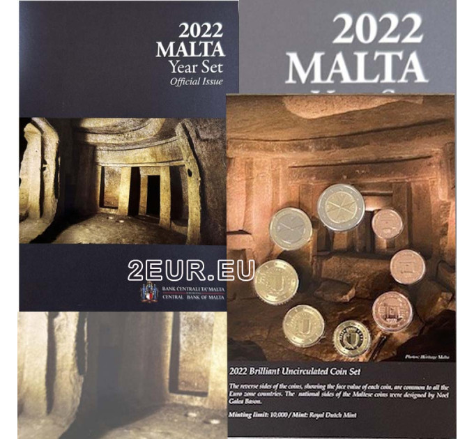Malta euro set BU 2022 - Hal Saflienin hypogeum