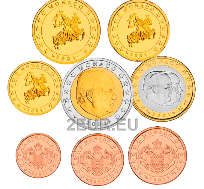 Monaco UNC setti 2001 - Eurokolikoiden setti
