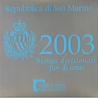 San Marino Euro set BU + 5 euron hopeakolikko 2003