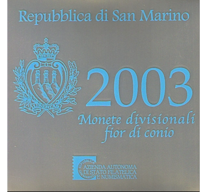San Marino Euro set BU + 5 euron hopeakolikko 2003