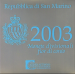 San Marino Euro set BU + 5 euron hopeakolikko 2003