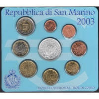 San Marino Euro set BU + 5 euron hopeakolikko 2003