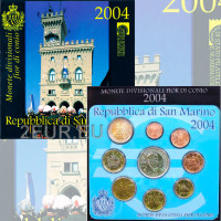 San Marino Euro set BU + 5 euron hopeakolikko 2004