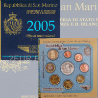 San Marino Euro set BU + 5 euron hopeakolikko 2005
