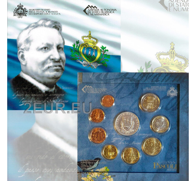 San Marino Euro set BU + 5 euron hopeakolikko 2012