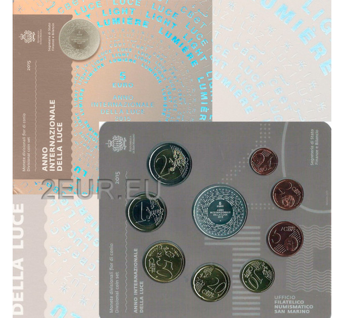 San Marino Euro set BU + 5 euron hopeakolikko 2015
