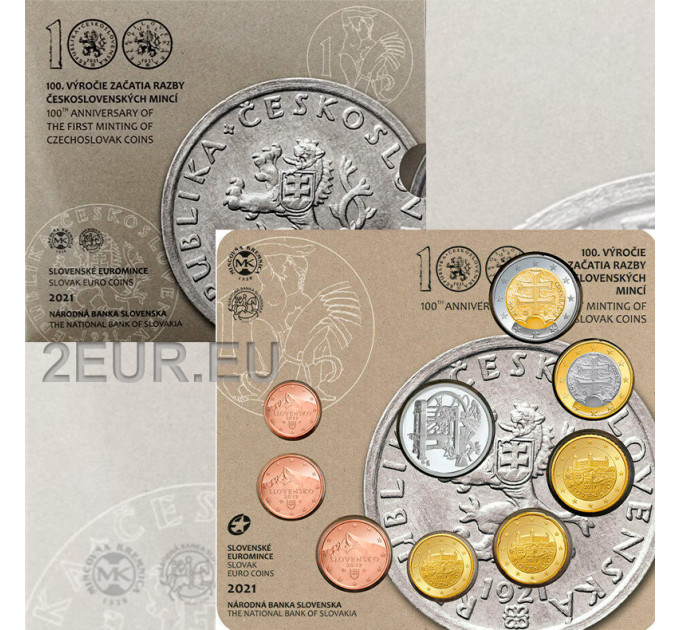 Slovakia Euro-kolikkosarja BU 2021 - 100 vuotta ensimmäisestä kolikosta