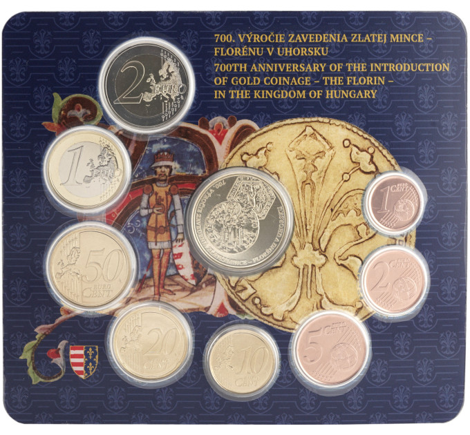 Slovakia Euro-kolikkosarja BU 2025 - Kultarahan - floriinin - käyttöönoton 700-vuotisjuhla