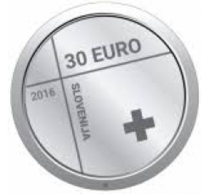 Slovenia 30 euron hopea proof 2016 - Punaisen Ristin 150-vuotisjuhla Sloveniassa