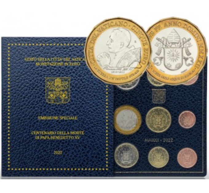 Vatikaanin setti BU + 5 EURO 2022 - 100 vuotta paavi Benedictus XV:n kuolemasta