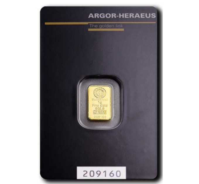 1g Argor Heraeus-kultaharkko
