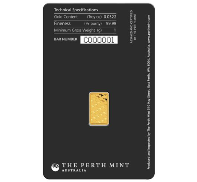 1g Perth Mint-kultaharkko