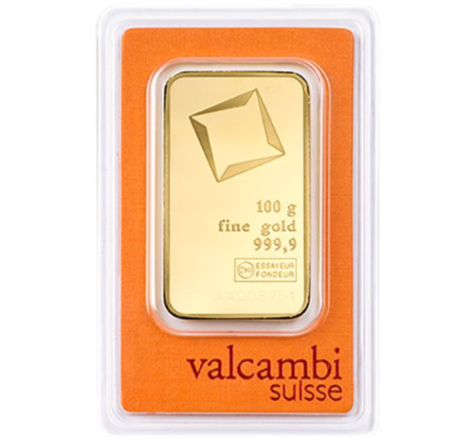 100 g Valcambi-kultaharkko