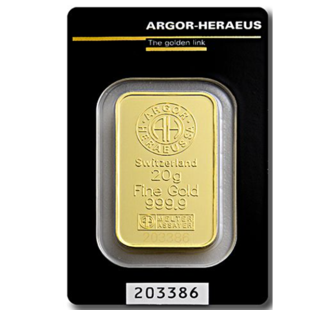 20g Argor Heraeus-kultaharkko