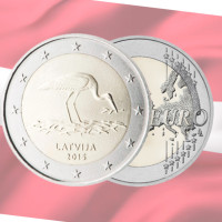 Latvia 2 euroa UNC 2015 - Stork